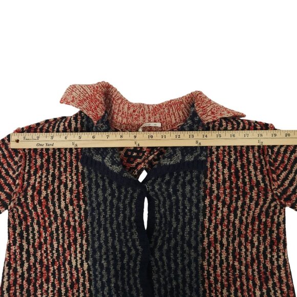 Free People Open Back Sweater Womens S Striped Snap Front Wool Blend Red Black - Picture 5 of 16